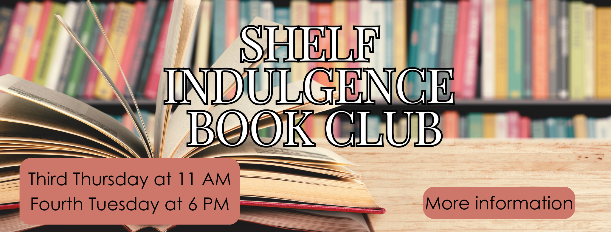 Book on a desk with books on a shelf in the background