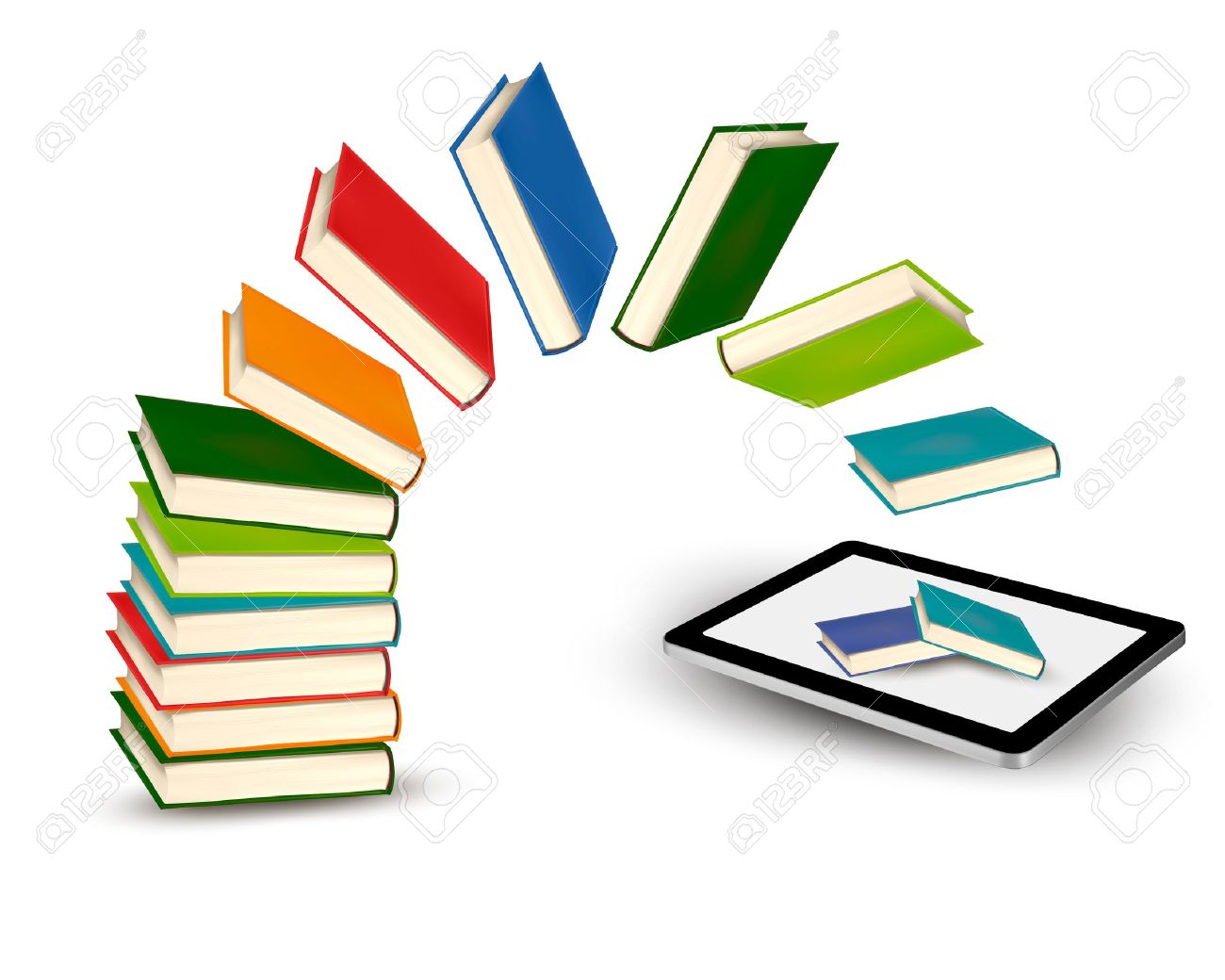 15039486-books-flying-in-a-tablet-illustration
