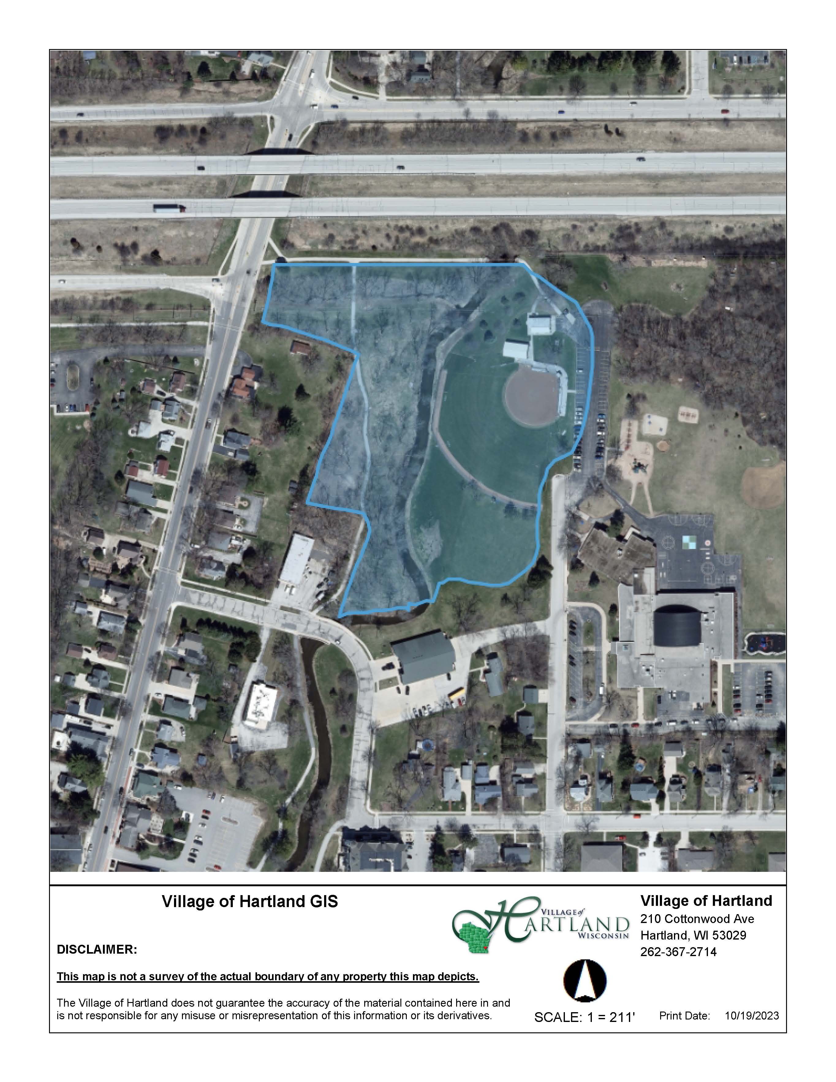 Aerial view of Bark River Park