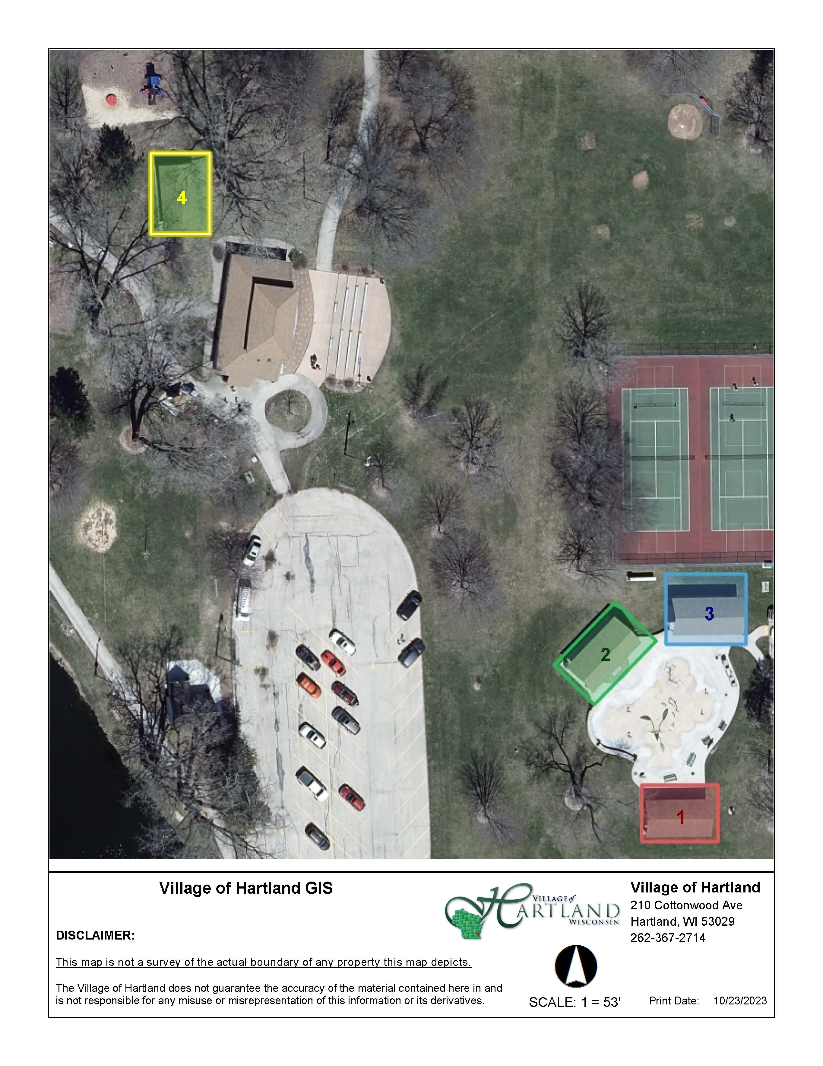 Aerial View of Shelters at Nixon Park