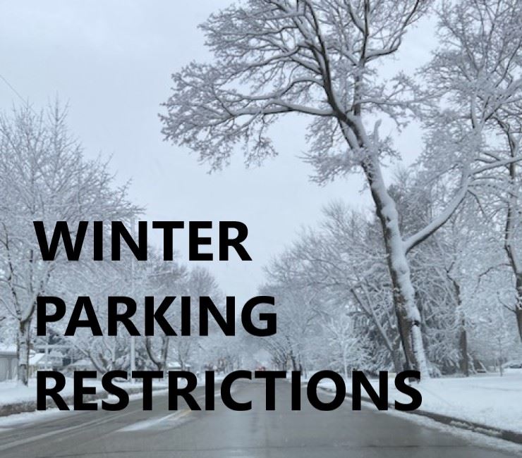 Winter Parking Restrictions with snowy street